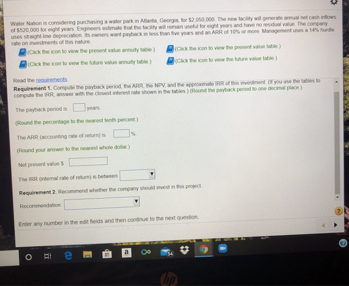 its owners want payback in less than five years and an ARR