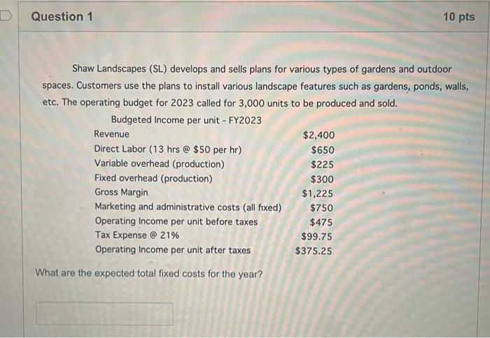 Please help me with all 4 questions below. Thank you Shaw Landscapes