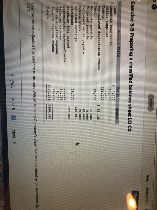  Exercise 3-9 Preparing a classified balance sheet LO C3 $7,500 19,000