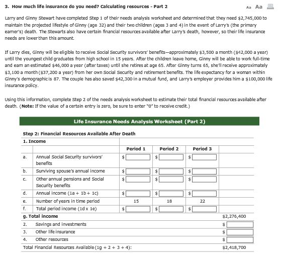  3. How much life insurance do you need? Calculating resources Part