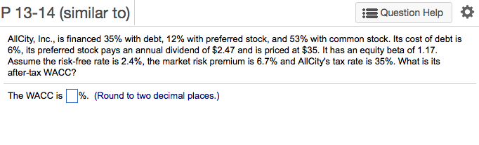 (similar to) Question Help * Avicorp has a $13.2 million debt issue
