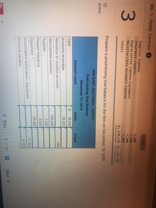 & The Adjusted Trial Balance section of the worksheet for Van Zant