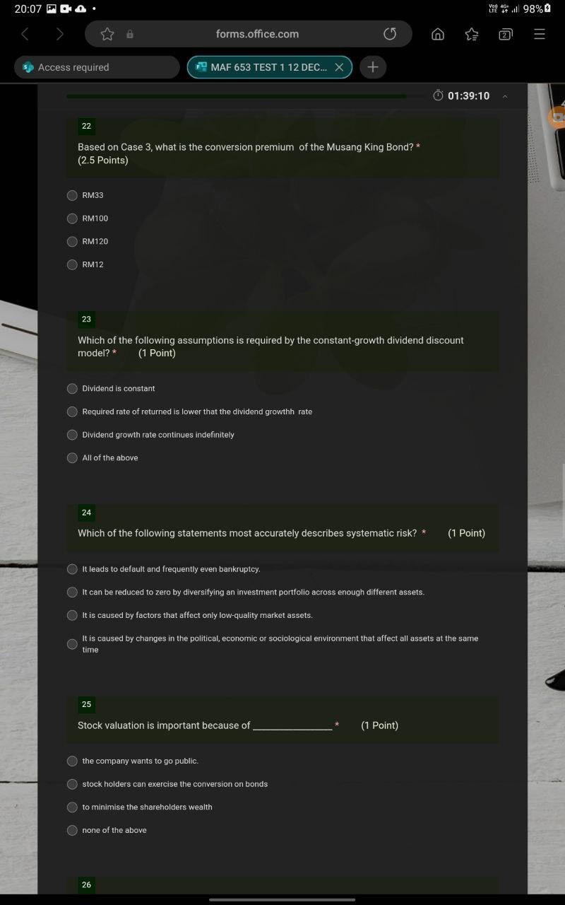22 Based on Case 3 , what is the conversion premium