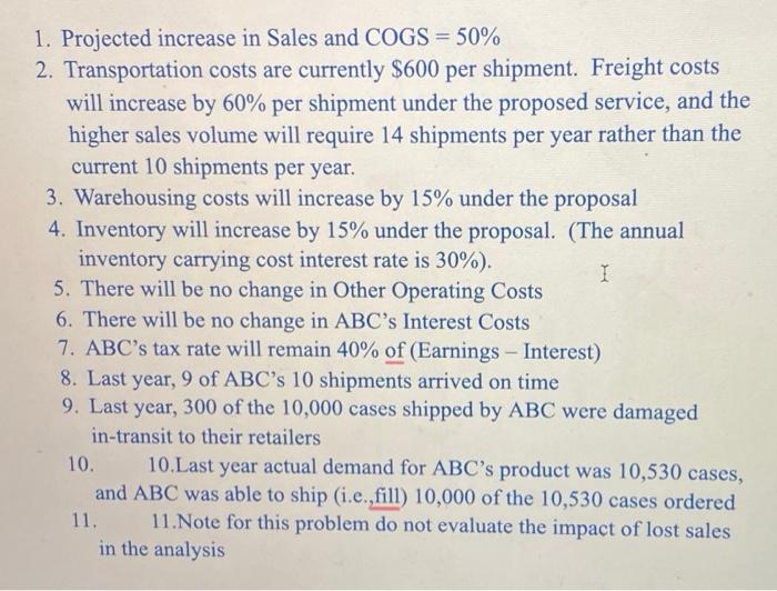 fill in the missing sections with the inforamtion provided. 1. Projected increase