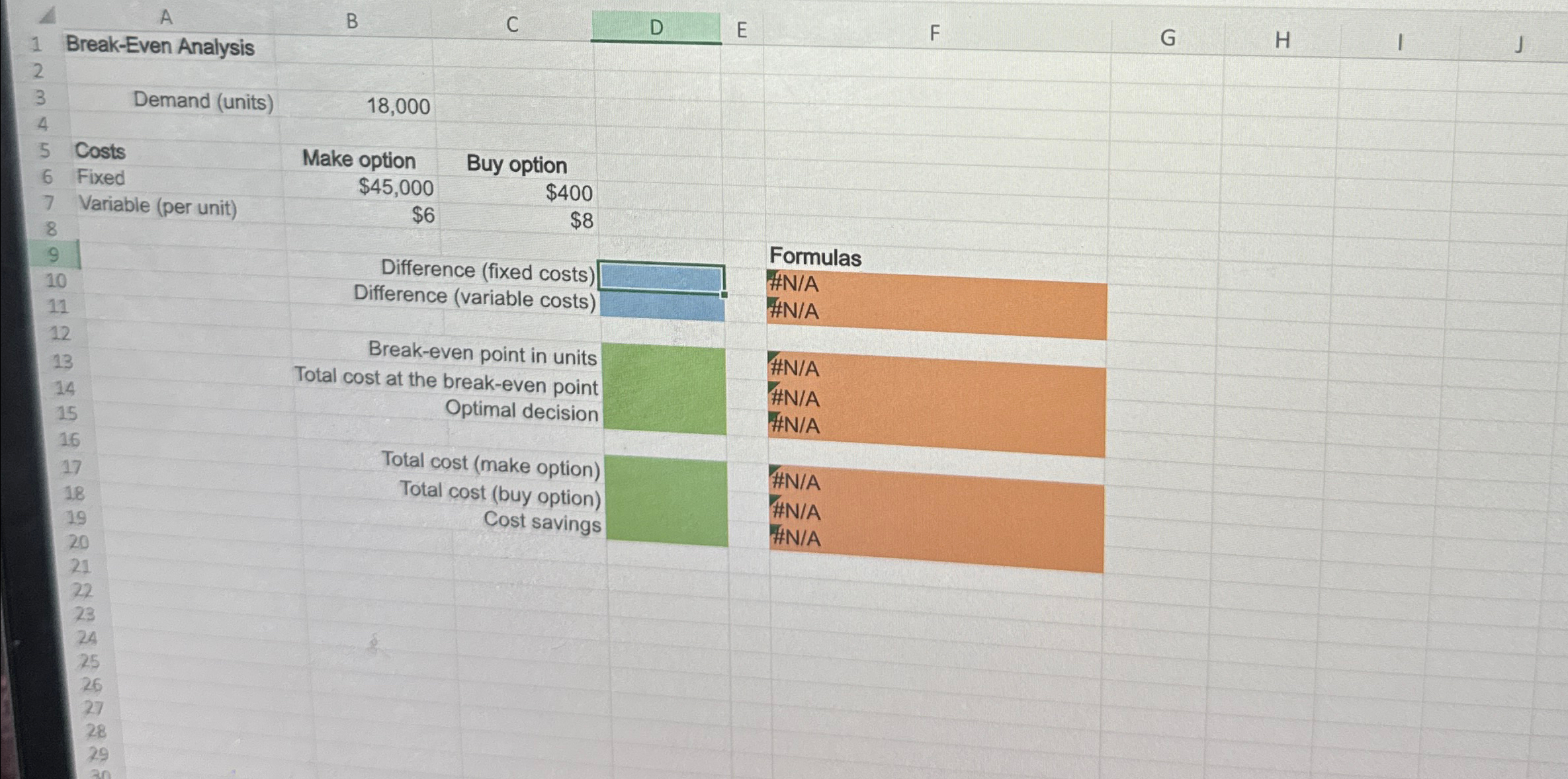  Excel Online Structured Activity: Break-Even Analysis A Las Vegas, Nevada, manufacturer