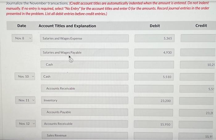 due employees, of which $5,365 is for November and $4,930 is for