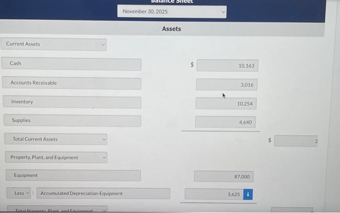 Inventory Inventory Cash Cash Service Revenue 6,670 Nov. 25 Equipment 14.500 Accounts
