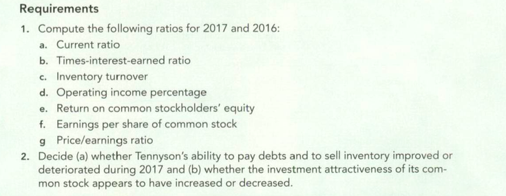 Tennyson, Inc. Comparative Income Statements For the Years Ended December 31, 2017
