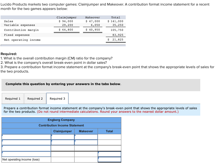 Please answer part 1, 2 and 3 :) Lucido Products markets two