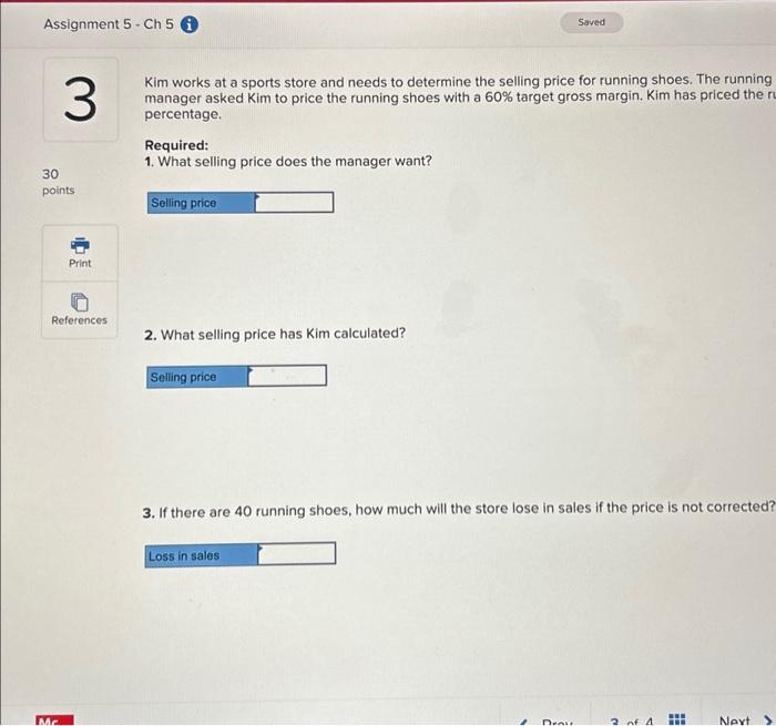  Assignment 5 - Ch 5 i 3 30 points Mc Print