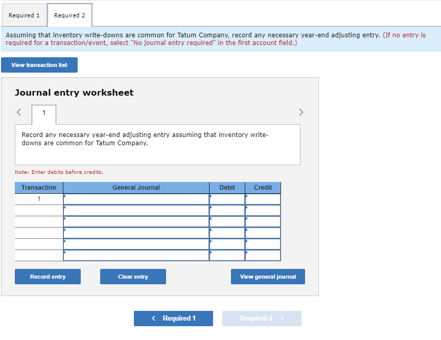 Tatum Company has four products in its inventory. Information about the December