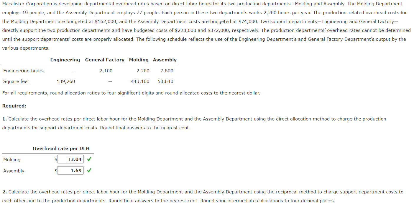  I only need help with the reciprocal method (part 2). Macalister
