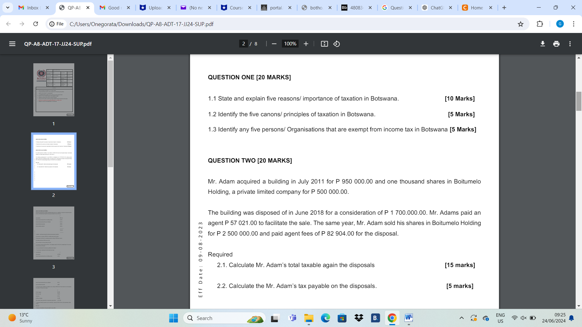  QUESTION ONE [20 MARKS] 1.1 State and explain five reasons/ importance