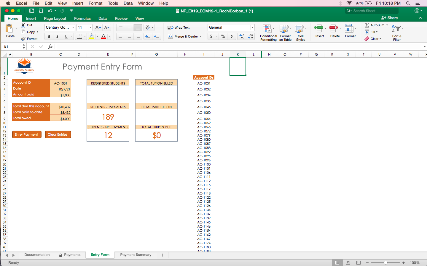 This is to be done in Excel. The class in for accounting
