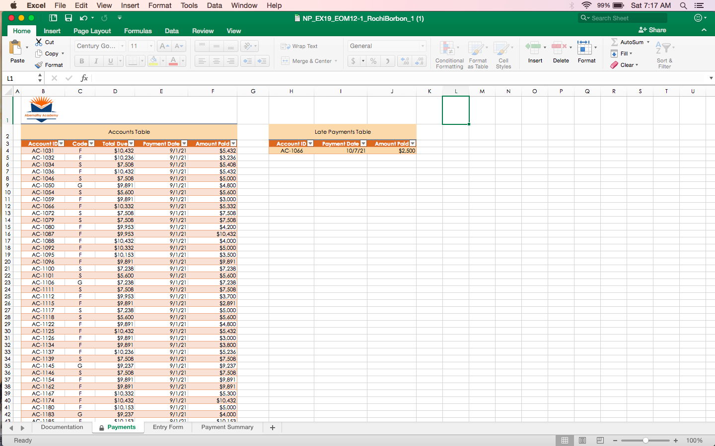 information system. Go to the Entry Form worksheet. The Admissions staff will