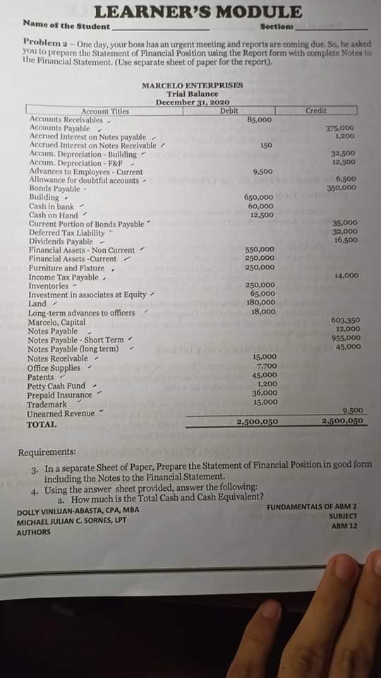  LEARNER'S MODULE Name of the Student Section Problem 2 - One