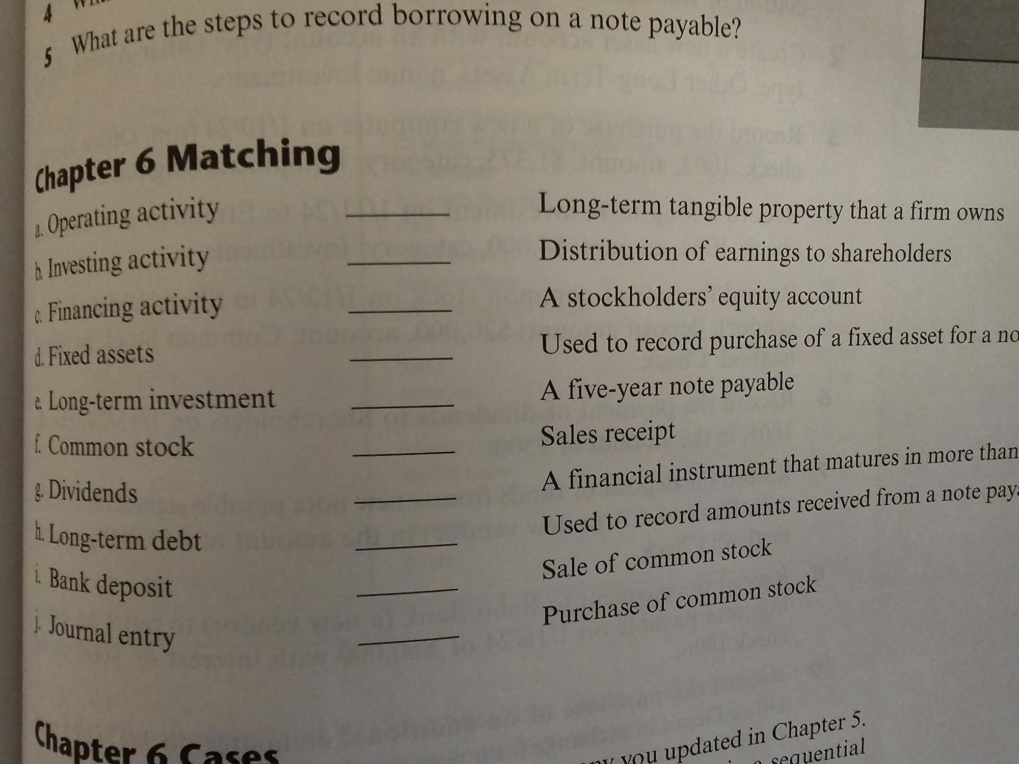  5 What are the steps to record borrowing on a note