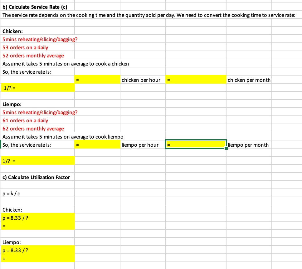 Calculate service rate with the given store data QUEUING THEORY 1) Calculate