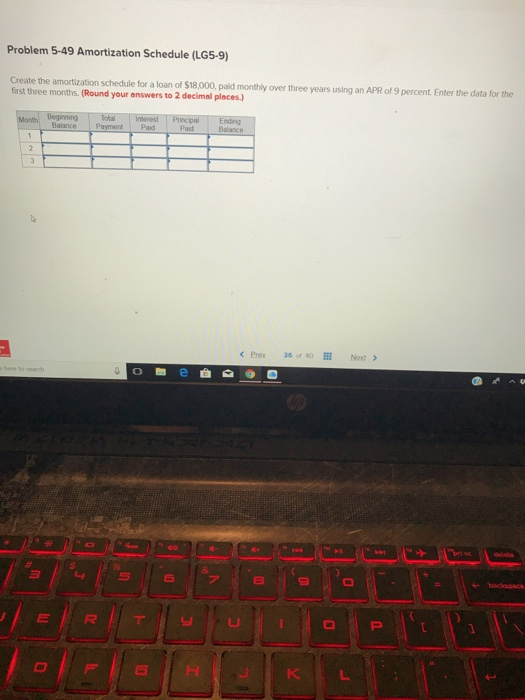  Problem 5-49 Amortization Schedule (LG5-9) Create the amortization schedule for a