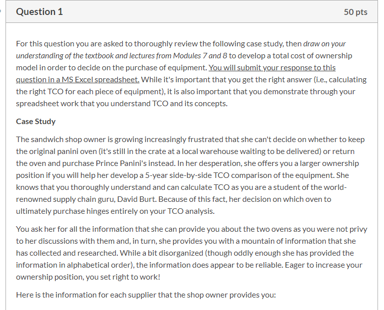  Question 1 50 pts For this question you are asked to