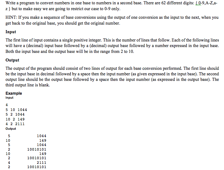 help me please. Write a program to convert numbers in one base