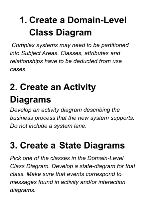 diagram describing the business process that the new system supports. Do not