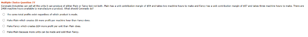  give me the answer and calculation process Multiple Choice Question 77