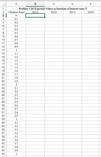 provide formulars for calculating each columns E(y1), E(y2), E(1) and E(2). Thanks