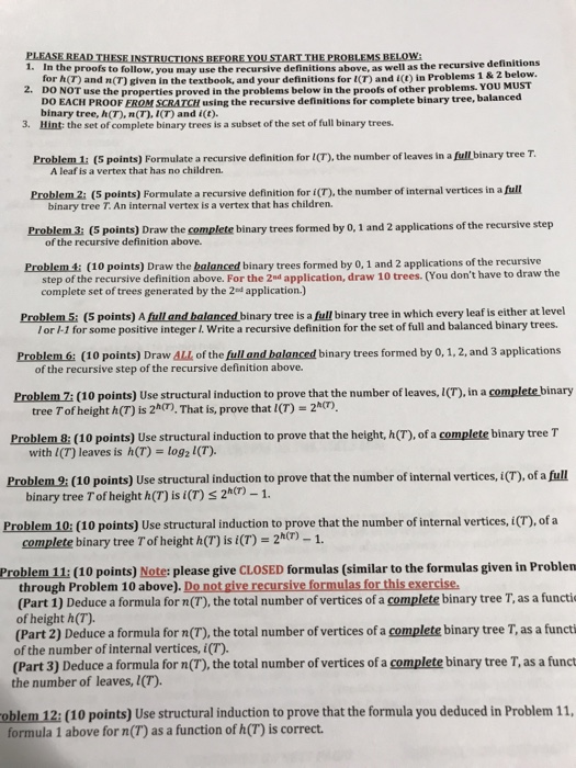  Problem 2: Formulate a recursive definition for i(T), the number of