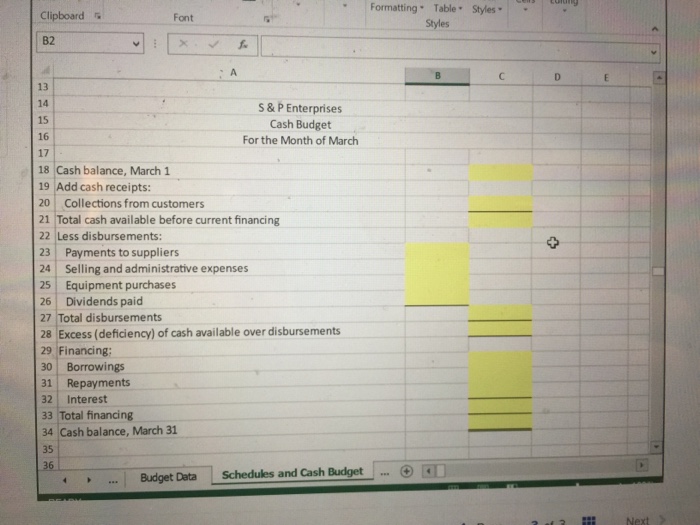 . as Cell Cells Editing Clipboard Font Styles B2 1 Expected cash