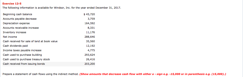 Please solve this problem: Exercise 12-5 The following information is available for