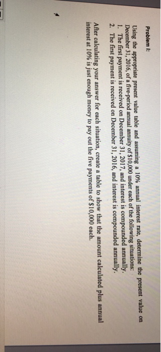  Problem I: Using the appropriate present value table and assuming a