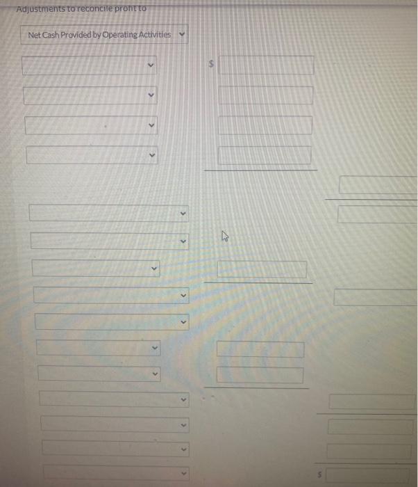 Flow statement Vear Ended Decomber 31,2024 Adjustments to reconcile pront to Net