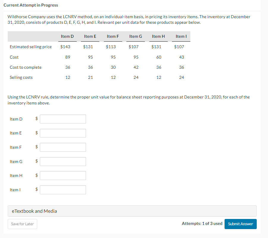 Please make sure the answers are correct Current Attempt in Progress Wildhorse
