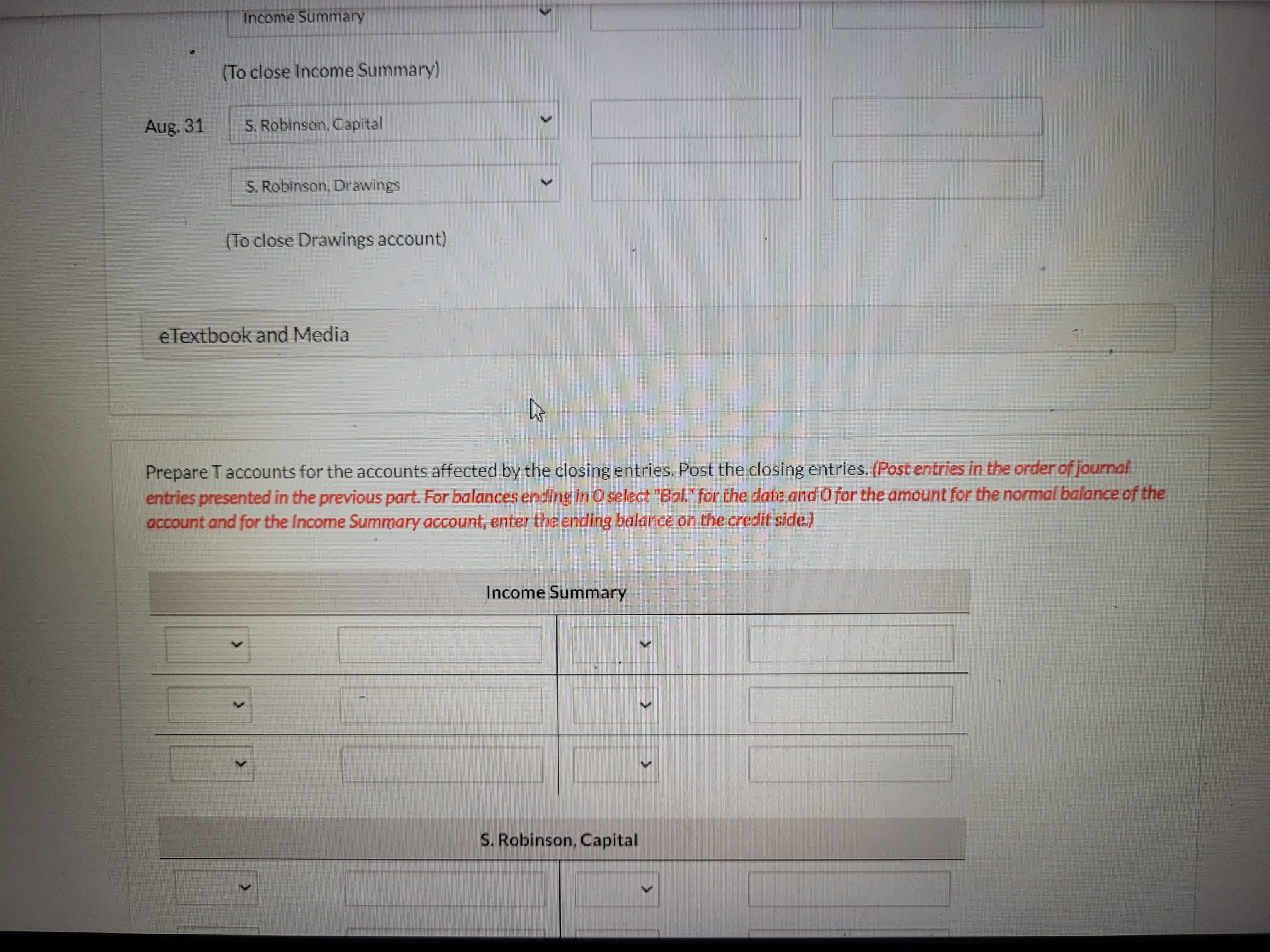 the closing entries. (Credit account titles are automatically indented when amoun: Prepare
