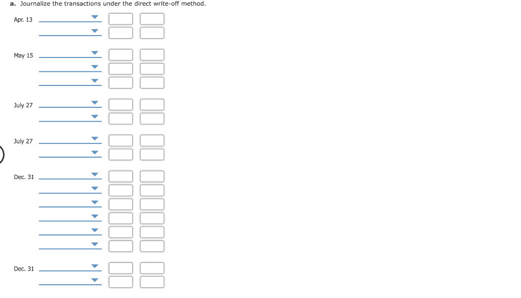 Entries for Bad Debt Expense under the Direct Write-Off and Allowance Methods