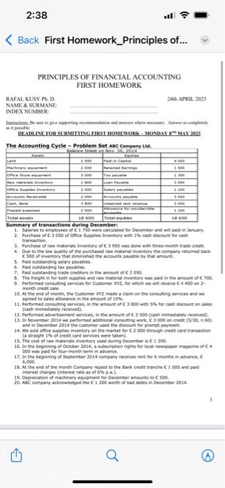  as it possitie The Accounting Cycle - Problem Set Aec Company