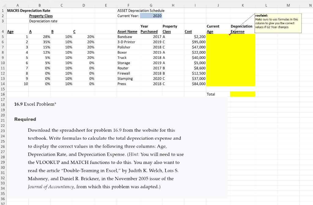  Total 16.9 Excel Problem* Required Download the spreadsheet for problem 16.9