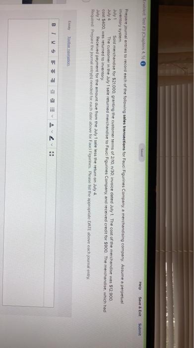  Enabled Test Chapters 450 Help Save & Exit Submit Prepare journal