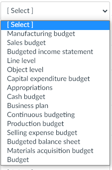 A formal statement of future plans, usually expressed in monetary terms. [Select]