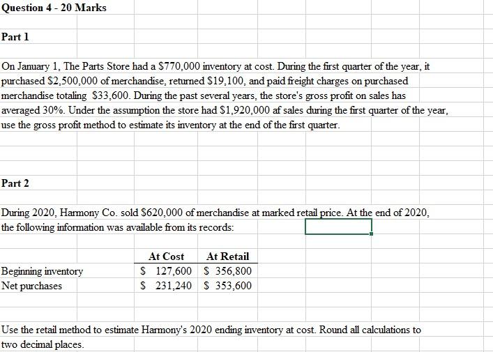  Question 4 - 20 Marks Part 1 On January 1, The
