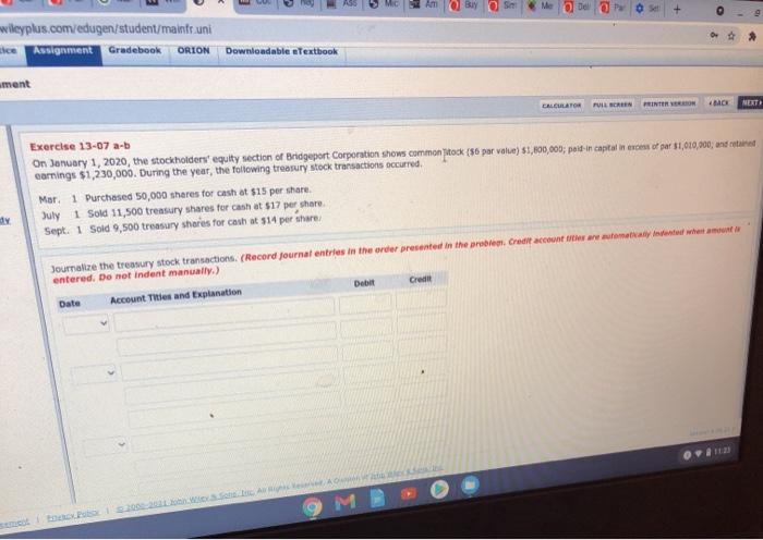 1, 2020, the stockholders' equity section of Bridgeport Corporation shows common stock