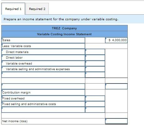 fields Trez Company began operations this year. During this first year, the