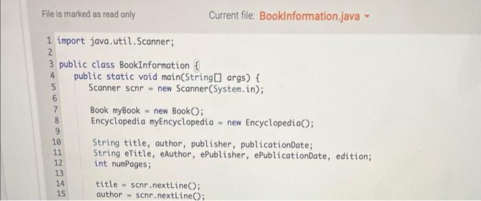 Book class, define a derived class called Encyc Lopedia with member methods