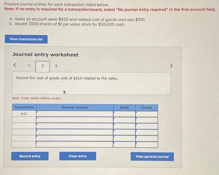 entry is required for a transaction/event, select "No journal entry required" in