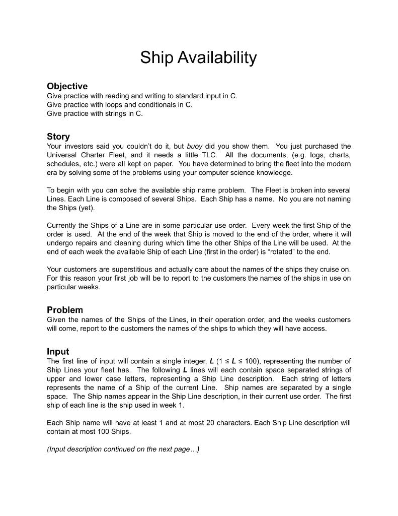 i need the c code of this problem ,anyone can help? Objective