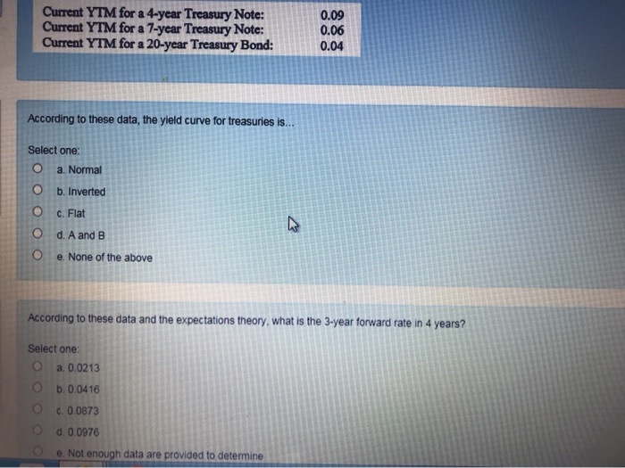  Current YTM for a 4-year Treasury Note: Current YTM for a