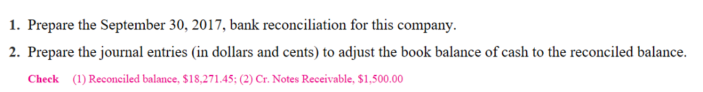 and book balances of cash on August 31 and it reported two