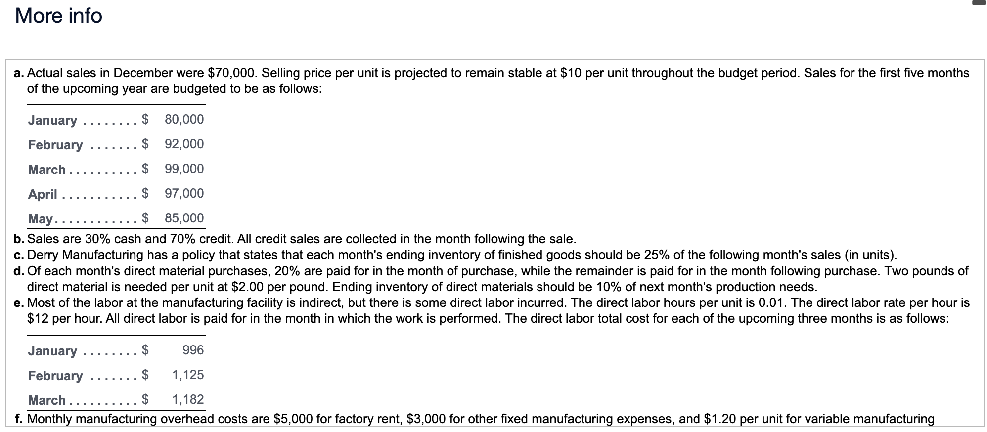 additional data.) Read the requirements. Requirement 3. Prepare a direct materials budget.