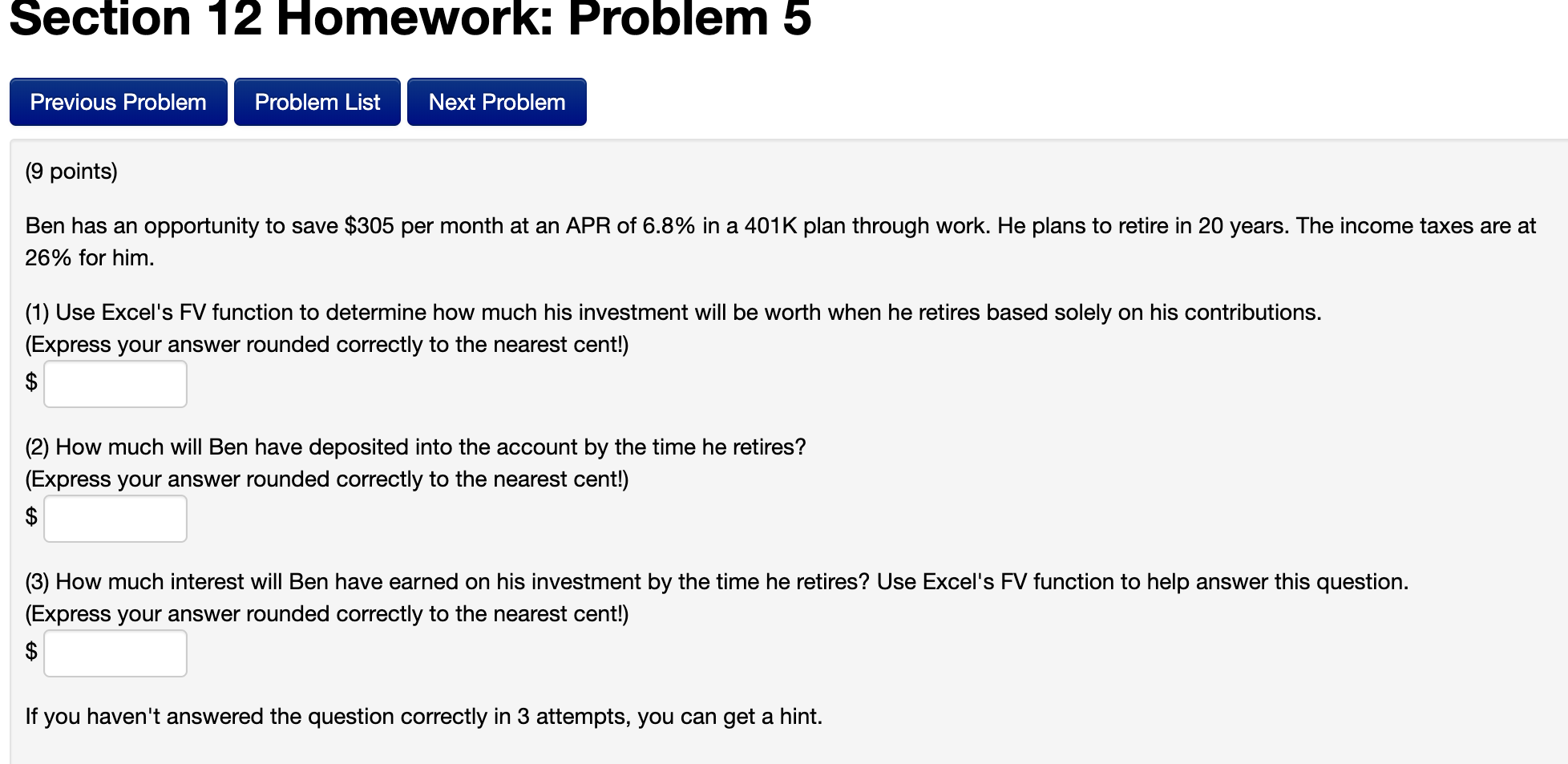  Section 12 Homework: Problem 5 Previous Problem Problem List Next Problem
